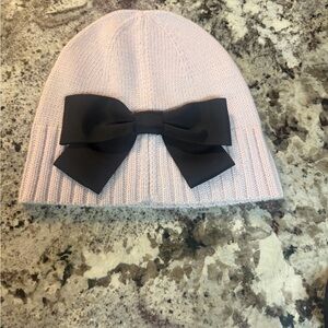 Kate Spade Light Pink Beanie with Black Bow